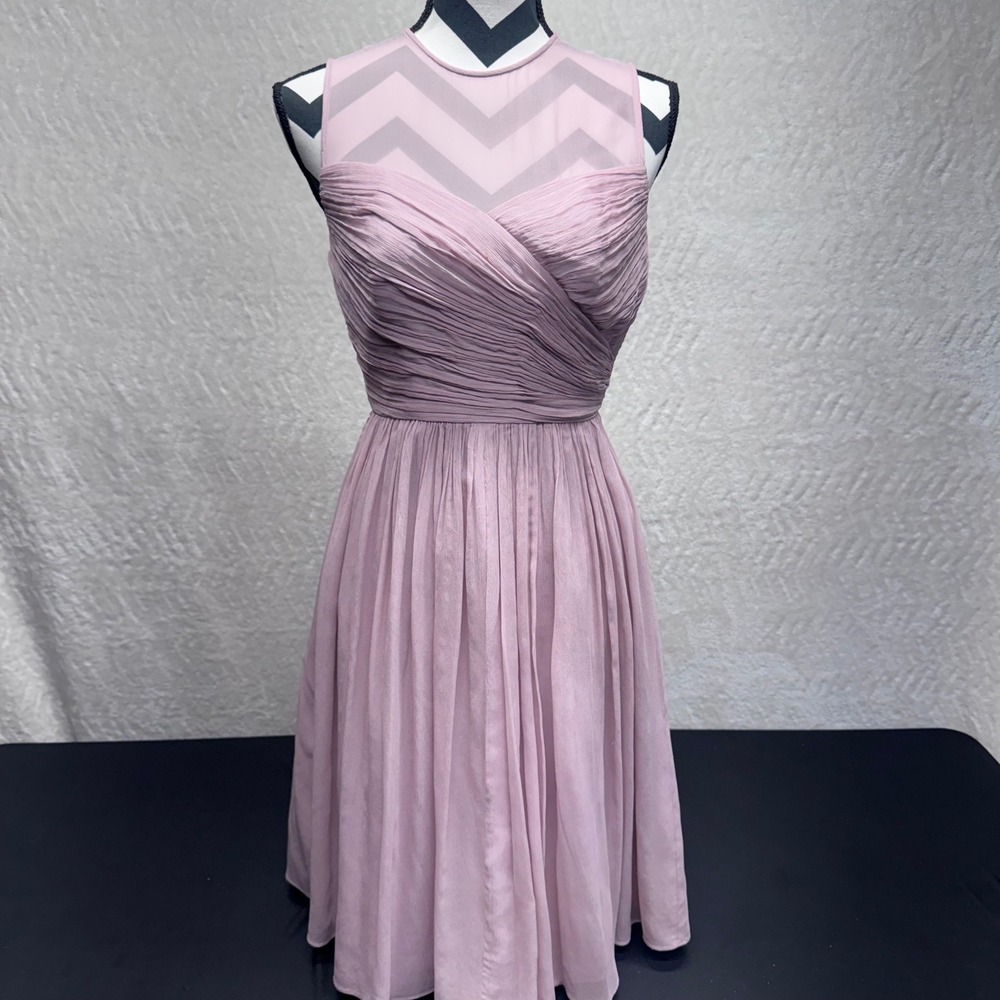 J.Crew Women Pink 100% Silk Pleated Sleeveless Cocktail Dress Size 0